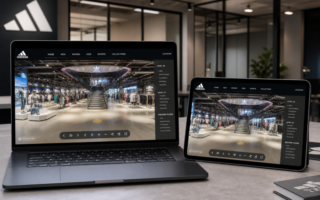 Wirtualny spacer 360° – Projekt: Adidas Kraków Galicyjska | Branża: Showroom | Miasto: Kraków | Cel: Przeniesienie doświ