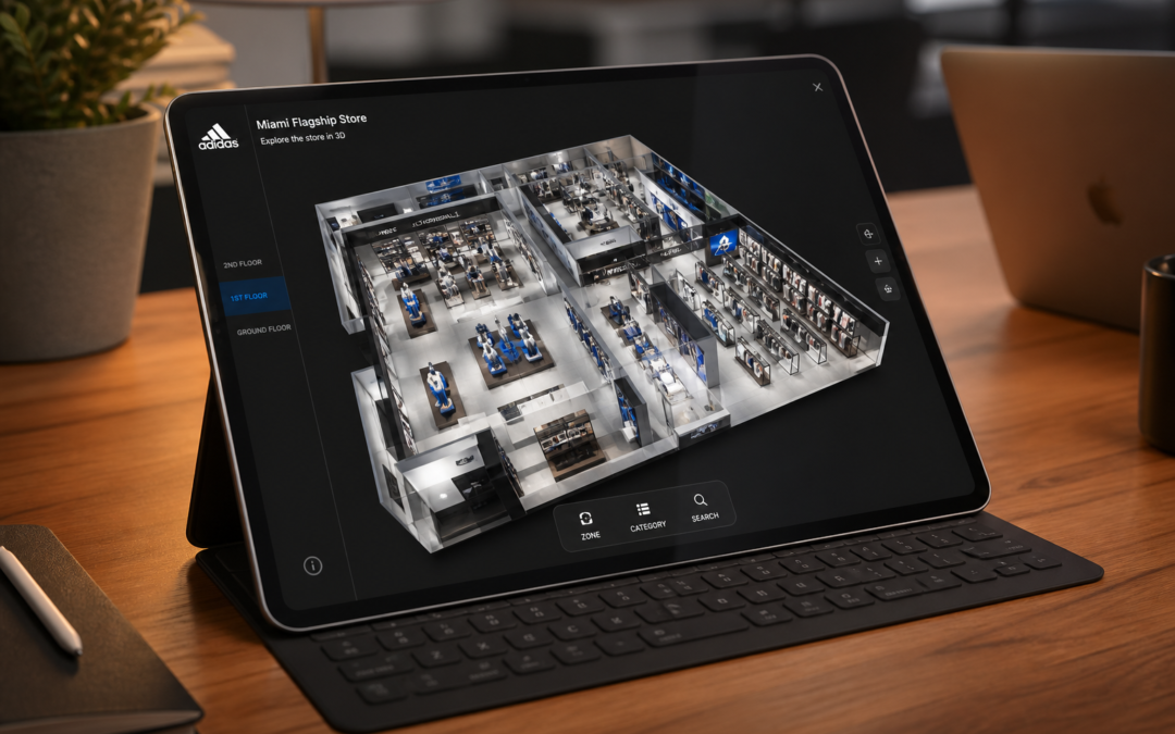 Wirtualny spacer 360° – Projekt: Adidas Poznań Factory | Branża: Handel | Miasto: Poznań | Cel: Zapewnienie wciągających