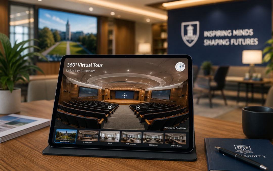 Wirtualny spacer 360° – Projekt: Uniwersytet Merito Łódź | Branża: Edukacja & Uczelnie | Miasto: Łódź | Cel: Prezentacja
