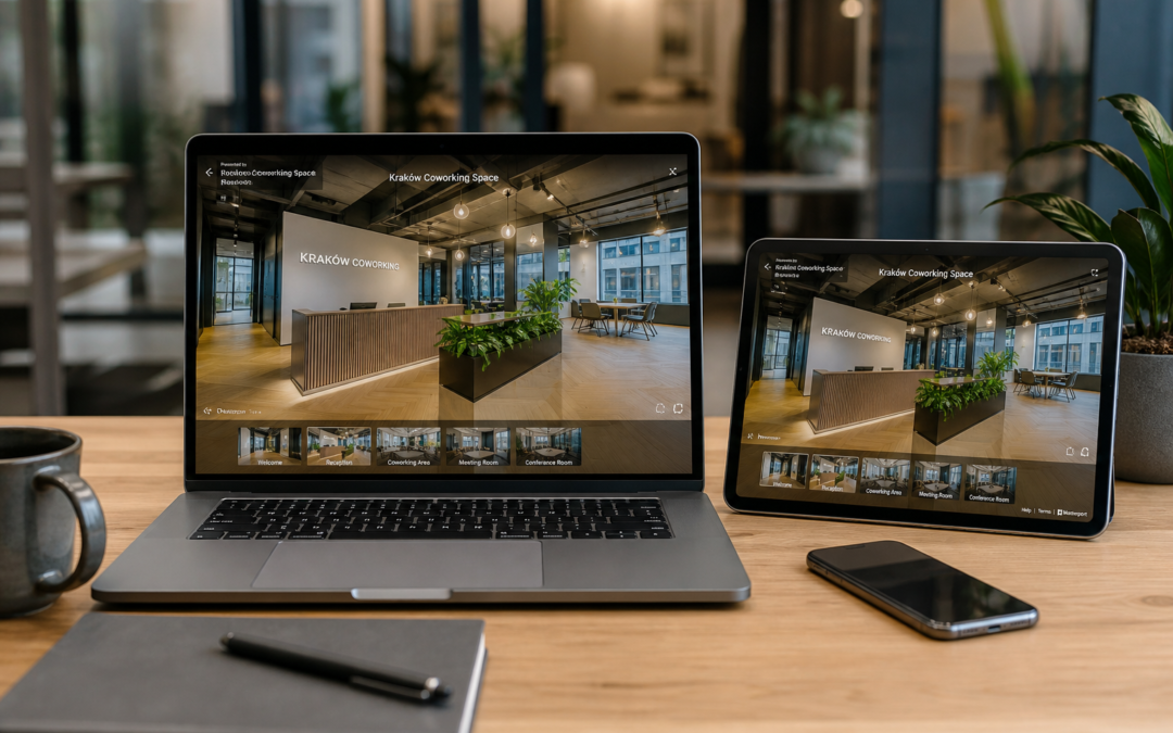 Wirtualny spacer 360° – Projekt: Coworking BiznesLab Kraków | Branża: Biurowce & Coworking | Miasto: Kraków | Cel: Preze